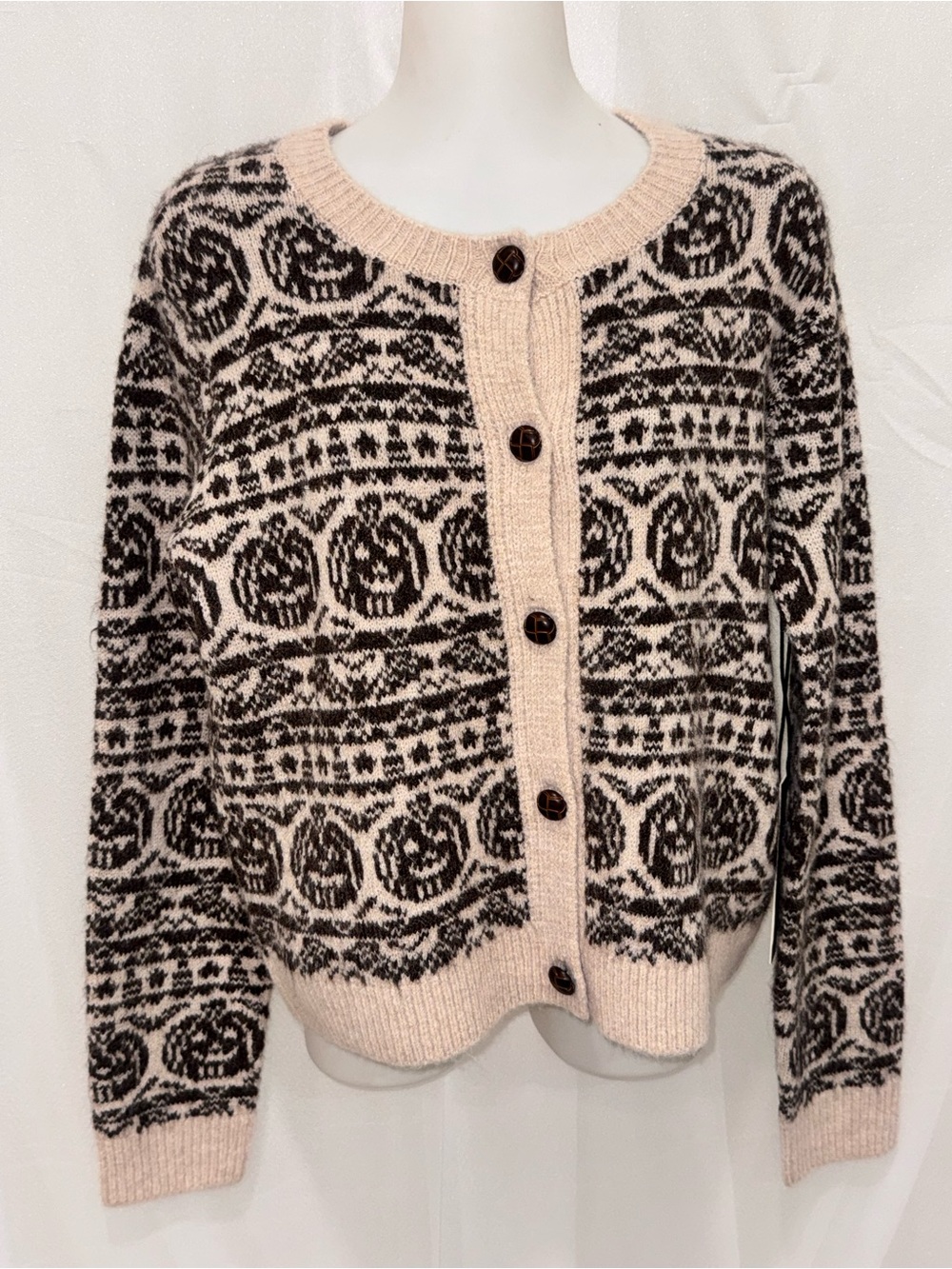 Nicole Miller Halloween Pumpkin Bat Cardigan Sweater Size Small NWT